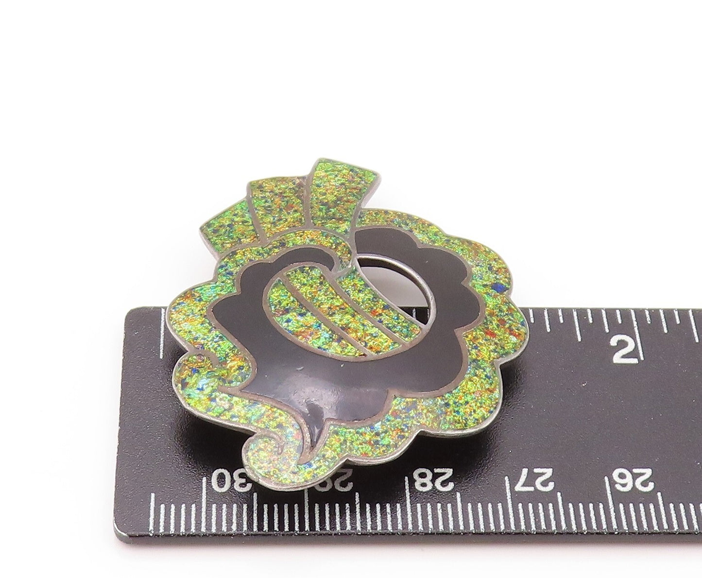 925 Sterling Silver Vintage Brooch MARGOT DE TAXCO Brutalist Enameled BP11550
