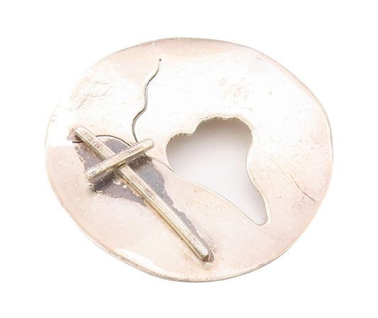 925 Sterling Silver Vintage Brooch Pin Modernist Cutout Cross  BP11180