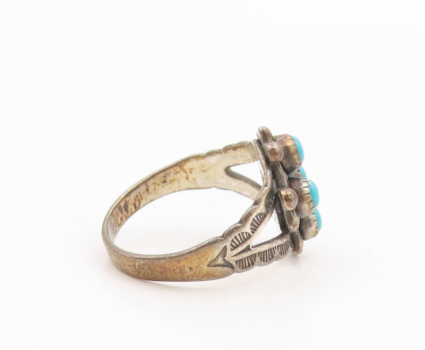 925 Sterling Silver Vintage Ring SOUTHWESTERN Turquoise Band  Sz 5.5  RG34910