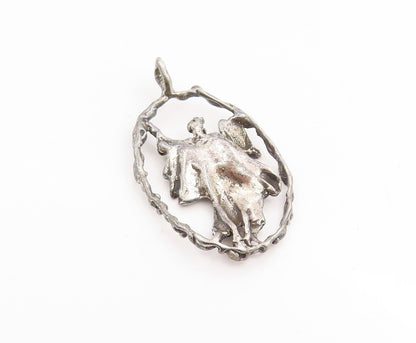 925 Sterling Silver Vintage Pendant Moses Holding The 10 Commandments  PT26169