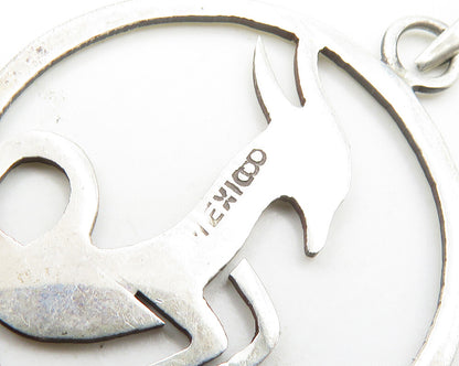 MEXICO 925 Sterling Silver  Vintage Gazelle Open Circle Animal Pendant PT14693
