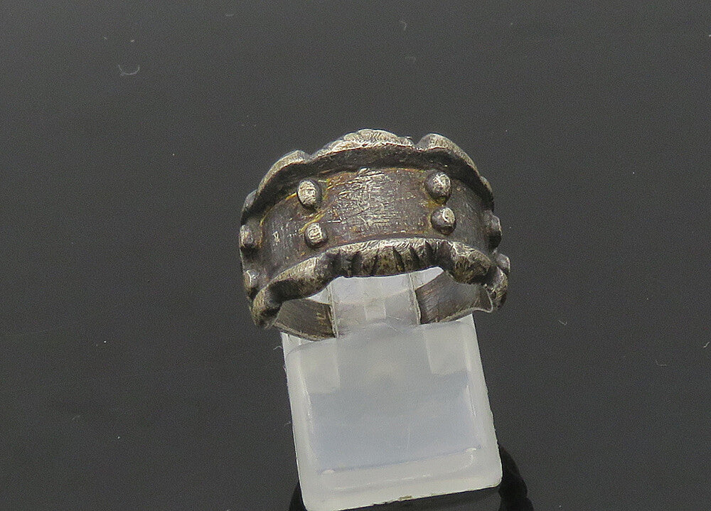 925 Silver  Vintage Antique Oxidized Etched Detail Band Ring Sz 6.5  RG20985
