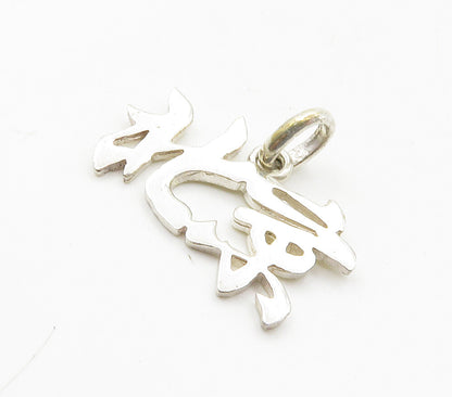 925 Sterling Silver  Shiny Polished Chinese Characters Drop Pendant  PT12406
