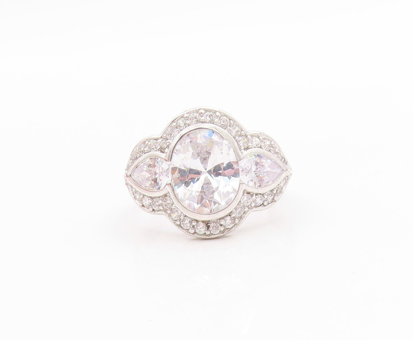 925 Sterling Silver Vintage Ring Multi Shape CZ Statement Band   Sz 7  RG33481