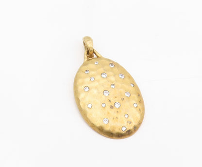 925 Sterling Silver Vintage Pendant Gold Plated Round CZ Inset Medal  PT25553