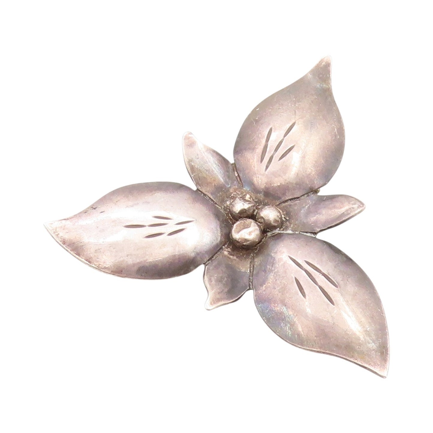 925 Sterling Silver Vintage Brooch BOB FORD Dark Tone Flower Cutout  BP11547