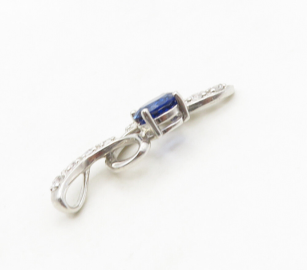 925 Sterling Silver  Prong Set Blue & White Topaz Swirl Pendant  PT12963