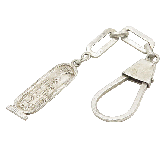 MIDDLE EAST 925 Sterling Silver Vintage Hieroglyphics Cartouche Key Chain TR2645