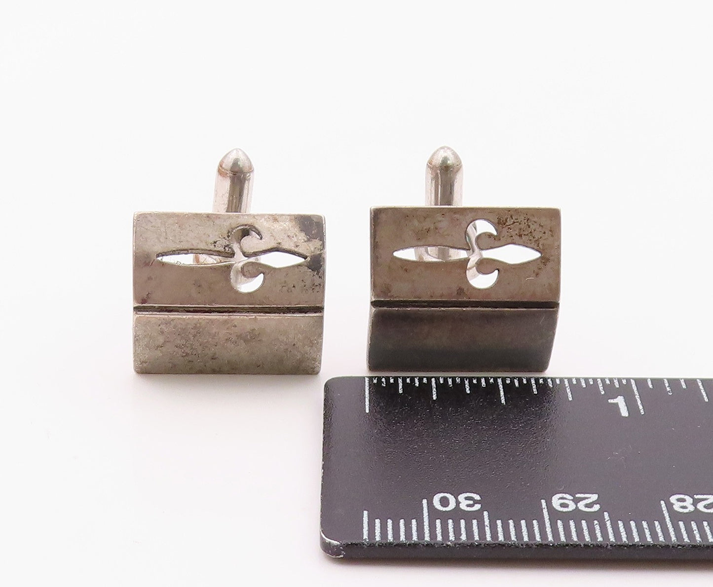 925 Sterling Silver  Vintage Sword Cutout Open Book Design Cuff Links  TR1811