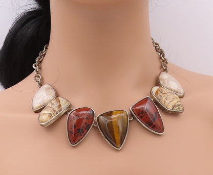 925 Sterling Silver Vintage Necklace WHITNEY KELLY Amorphas Gemstone  NE4358