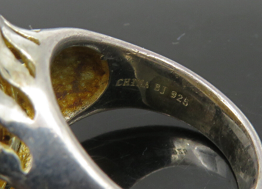 925 Sterling Silver  Vintage Mother Of Pearl Dome Cocktail Ring Sz 6  RG23095