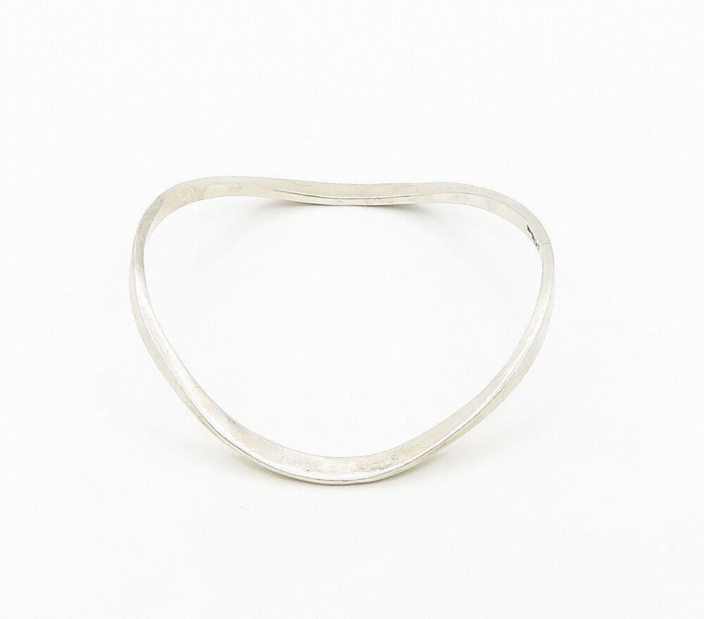 MEXICO 925 Sterling Silver  Vintage Smooth Curved Bangle Bracelet  BT6235
