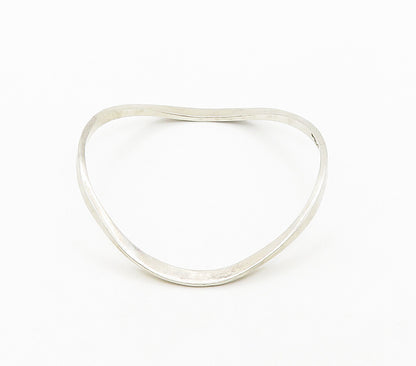 MEXICO 925 Sterling Silver  Vintage Smooth Curved Bangle Bracelet  BT6235