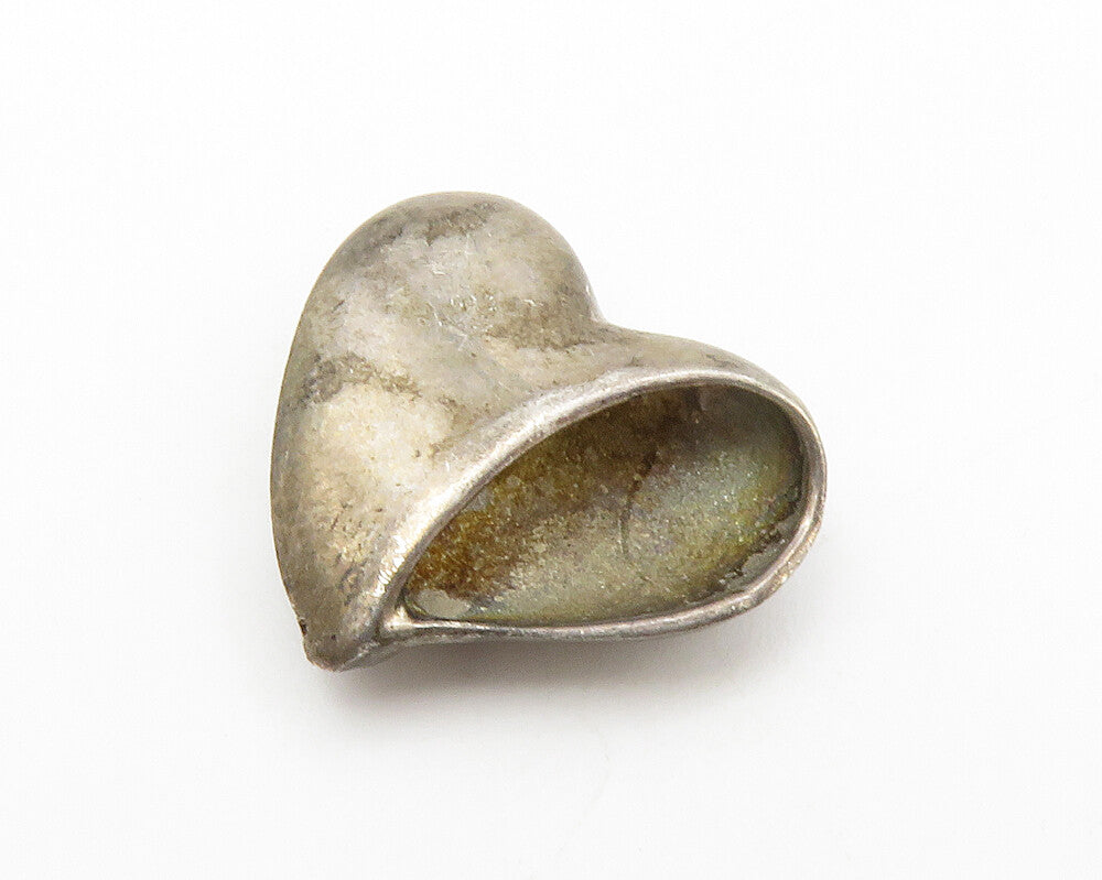 925 Sterling Silver  Vintage Dark Tone Love Heart Slide Pendant  PT10804
