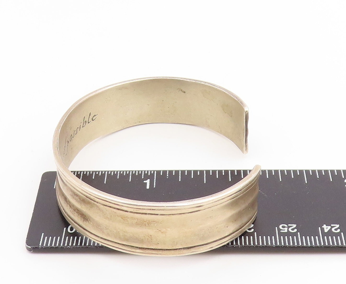 925 Sterling Silver Vintage Bracelet Engraved Anything Is Possible Cuff  BT11914