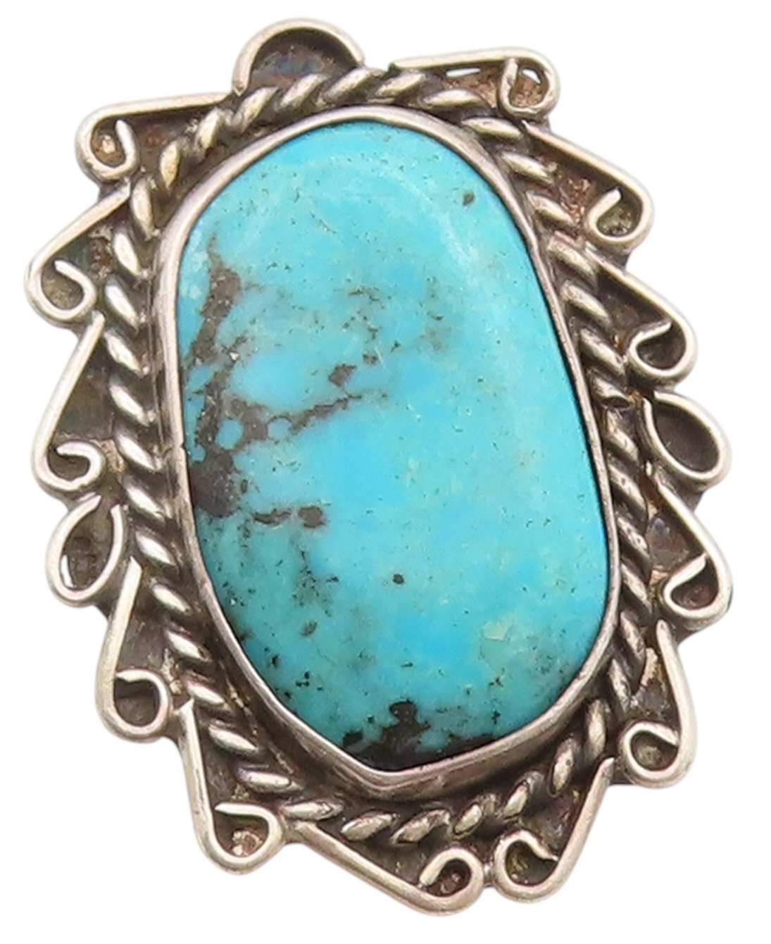 925 Sterling Silver Vintage Ring NAVAJO Cabochon Turquoise Band  Sz 5.5  RG33516