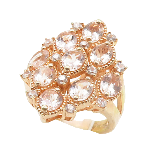 925 Sterling Silver  Topaz Rose Gold Plated Cluster Cocktail Ring Sz 6 RG17190