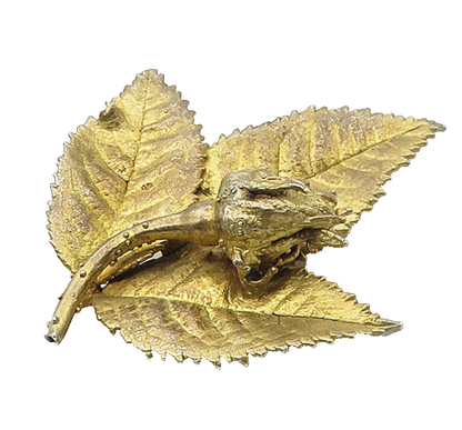 FLORA DANICA DENMARK 925 Silver  Vintage Floral Leaf Motif Brooch Pin  BP7025