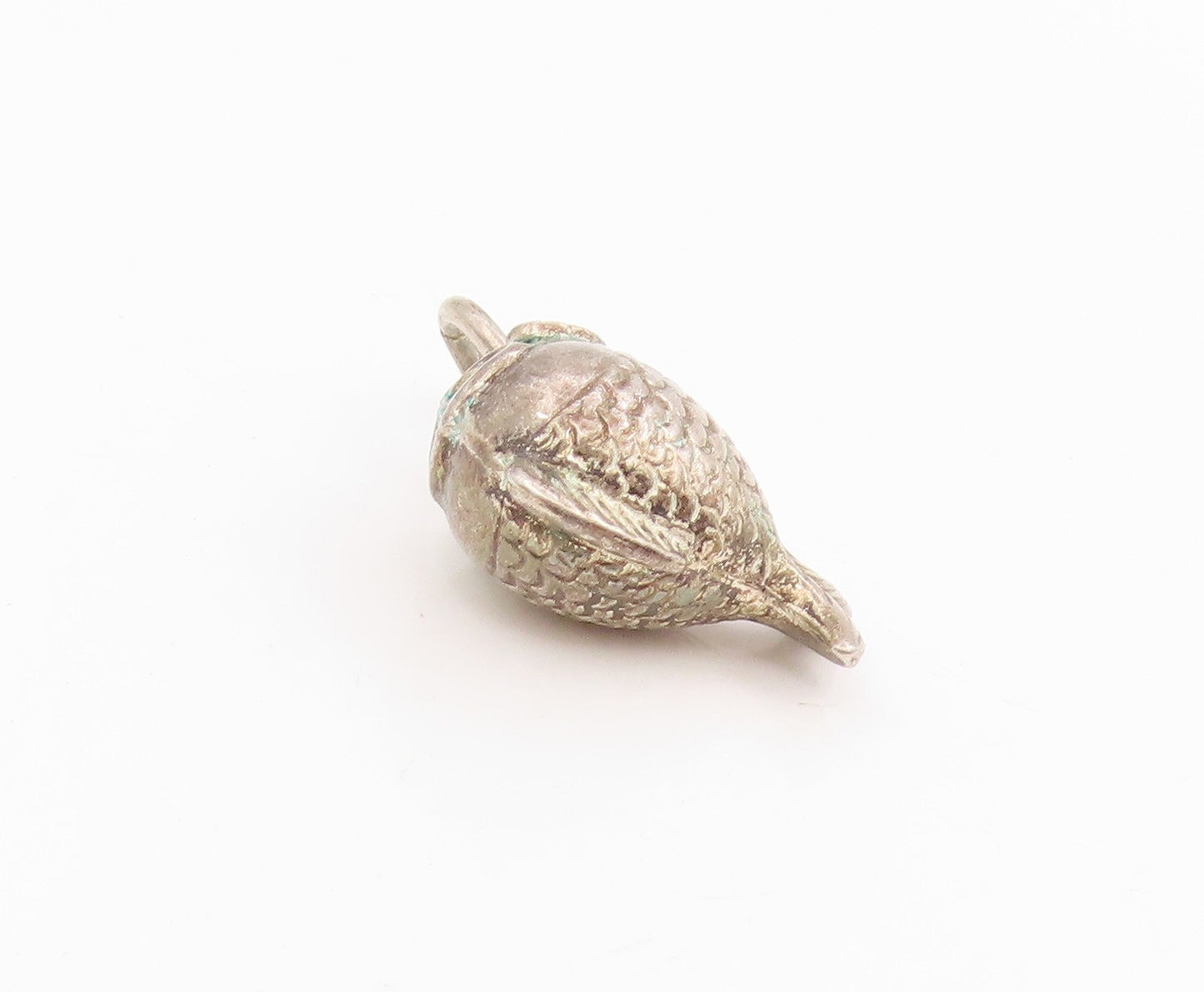 925 Sterling Silver Vintage Pendant Etched Nautical Lucky Koi Fish Charm PT25750