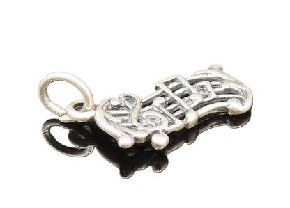 925 Sterling Silver  Vintage Treble Clef With Musical Notes Pendant  PT21043