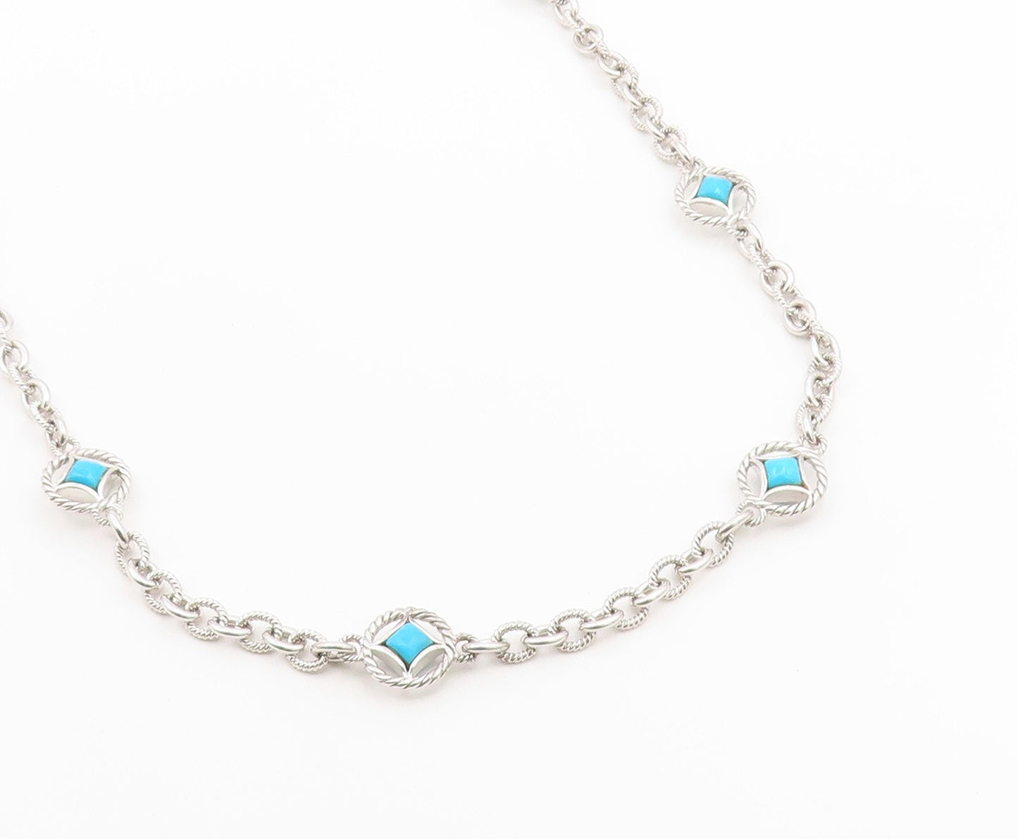 925 Sterling Silver Vintage Necklace JUDITH RIPKA Gemstone Twisted Rope  NE4926