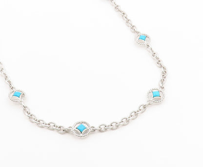 925 Sterling Silver Vintage Necklace JUDITH RIPKA Gemstone Twisted Rope  NE4926