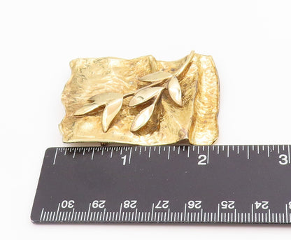 925 Sterling Silver Vintage Brooch Pin Gold Plated HADASSAH Leaf Frame  BP12176