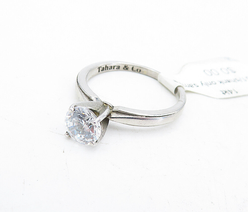 TAHARA & CO. 925 Sterling Silver  Cubic Zirconia Solitaire Ring Sz 8  RG5523