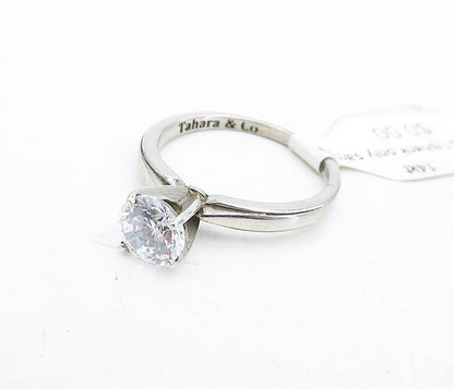 TAHARA & CO. 925 Sterling Silver  Cubic Zirconia Solitaire Ring Sz 8  RG5523