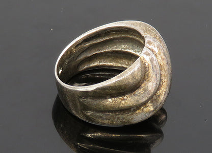 925 Sterling Silver  Vintage Dark Tone Fluted Dome Band Ring Sz 6  RG20397
