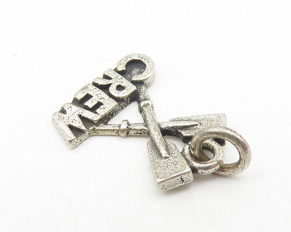 925 Sterling Silver  Vintage Dark Tone Boat Paddles Crew Drop Pendant  PT8923