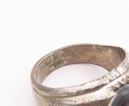925 Sterling Silver Vintage Ring CLARK COOMBS Antique Carved CZ  Sz 8  RG29090