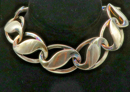 CHARLES KRYPELL 925 Silver Vintage Large Oval Swirl Chain Necklace  NE2173