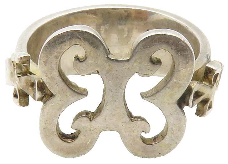925 Sterling Silver  Vintage Open Butterfly Motif Band Ring Sz 9.5  RG13513