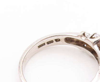 925 Sterling Silver Vintage Ring Square Cut & Round Band Inlay CZ  Sz 7  RG32735