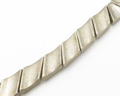MEXICO 925 Silver  Vintage Heavy Pointed Hinge Link Collar Necklace  NE2979