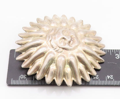 925 Sterling Silver Vintage Brooch MEXICO Puffed Smiling Sun Carved  BP11665
