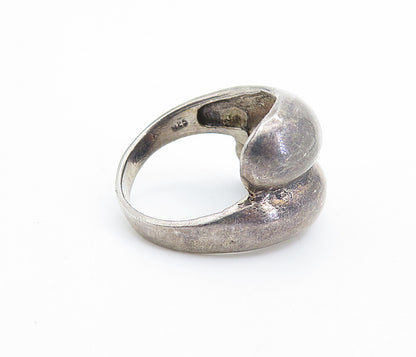 925 Sterling Silver  Vintage Dark Tone Bypass Design Band Ring Sz 7.5  RG6445