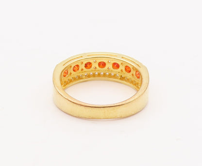 925 Sterling Silver Vintage Ring Gold Plated Red & White CZ  Sz 7  RG29326