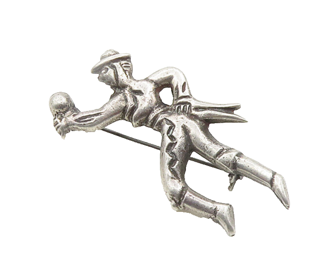 MEXICO 925 Sterling Silver  Vintage Dancing Man Chiseled Brooch Pin  BP7636