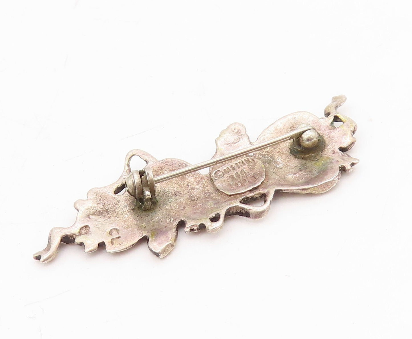 925 Sterling Silver Vintage Brooch Designer Brutalist Collage Cutout  BP11487