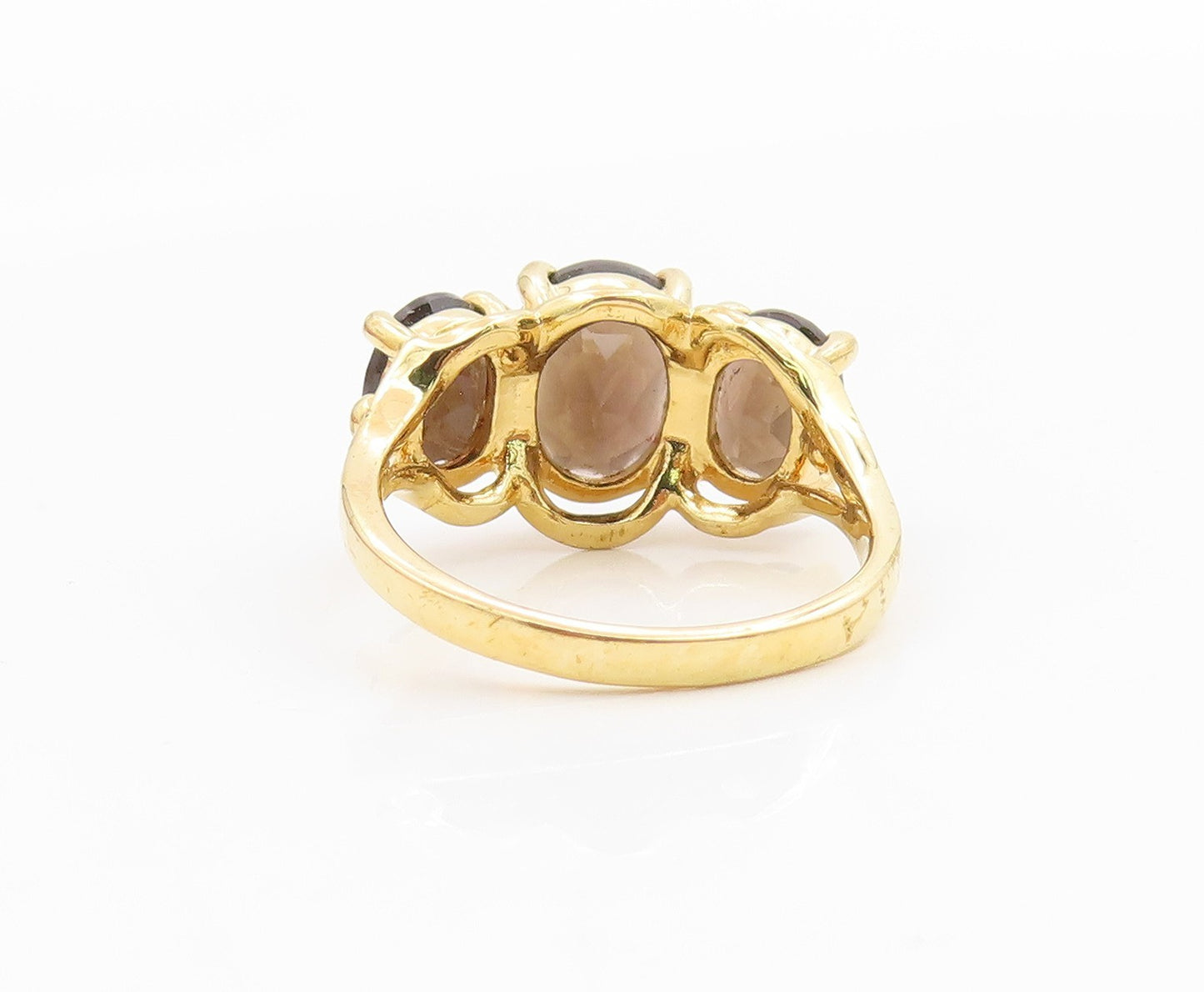 925 Sterling Silver Vintage Ring Gold Plated Smoky Quartz Band  Sz 8.5  RG35991