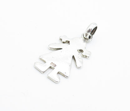 925 Sterling Silver  Vintage Shiny Little Girl Silhouette Drop Pendant  PT5440