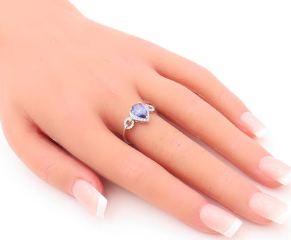 925 Sterling Silver Vintage Ring Drop Sapphire Designer CZ Inlay  Sz 7  RG29306