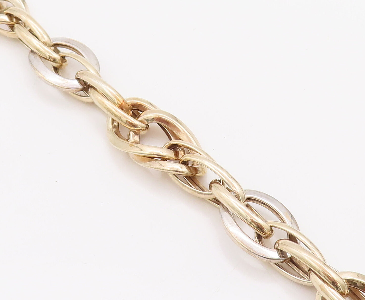 925 Sterling Silver Vintage Bracelet Gold Plated Designer Oval Loop Link BT10334