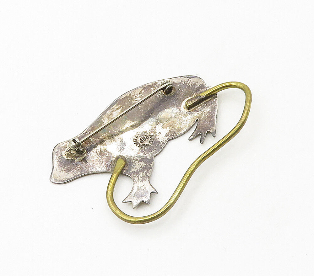 FABBRICA ANGELO PESSAR MEXICO 925 Silver  Vintage Frog Brooch Pin  BP6600