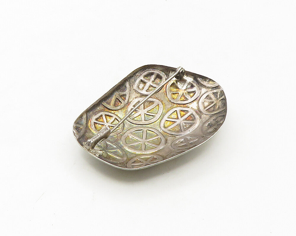 TOL FINLAND 925 Silver  Vintage Modernist 2 Tone Patterned Brooch Pin  BP6747