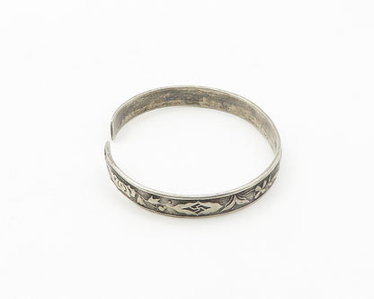CHINESE EXPORT 925 Sterling Silver Vintage Antique Cuff Bracelet  BT7739