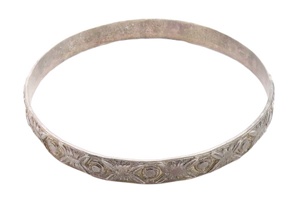 TAXCO 925 Sterling Silver Vintage Oxidized Etched Bangle Bracelet BT1454