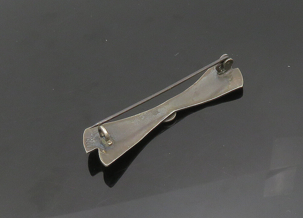 925 Sterling Silver  Vintage Antique Dark Tone Bow Tie Brooch Pin  BP8111